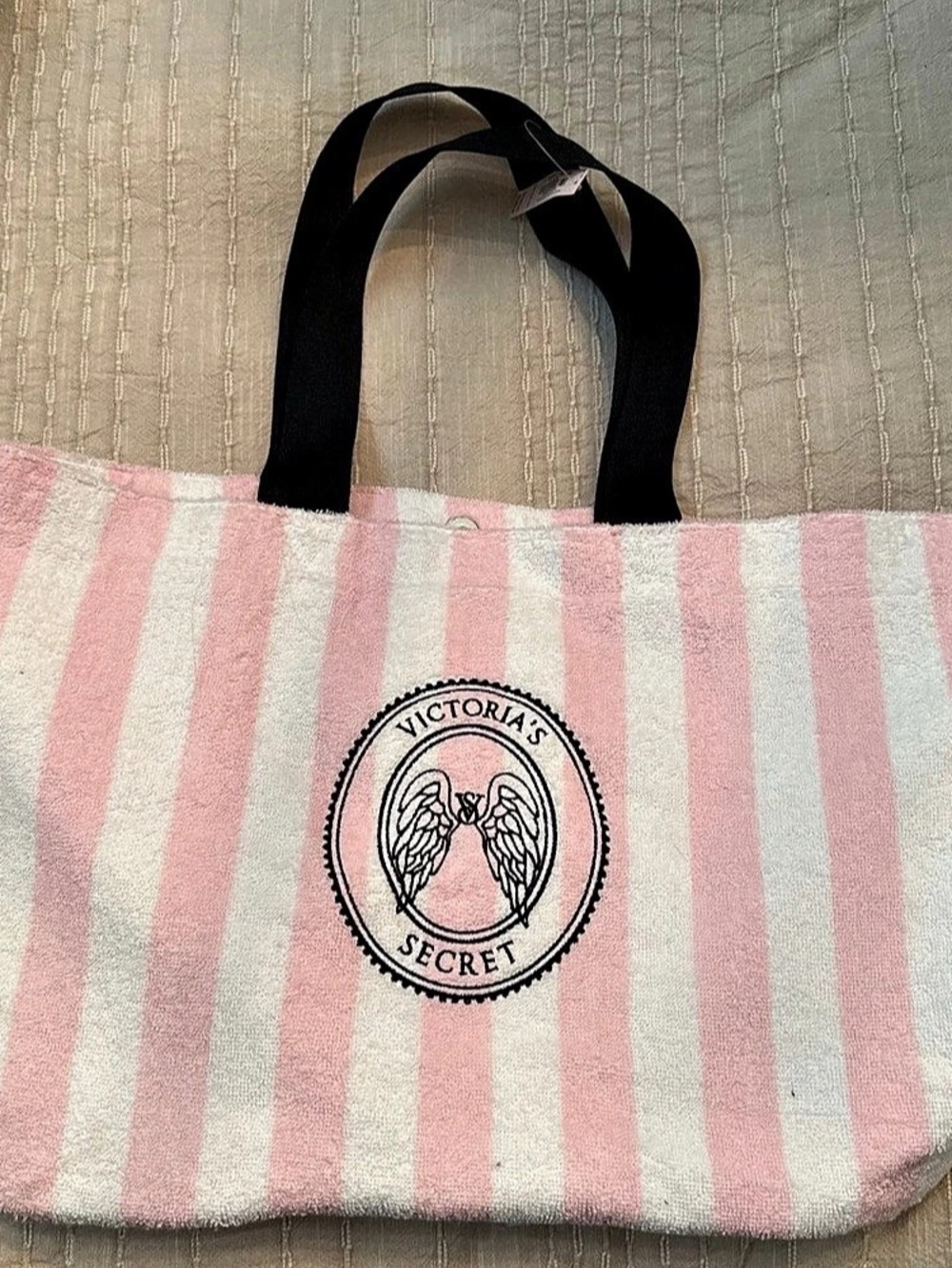 Victoria's Secret Angel Essentials Terry Tote Bag Pink & White